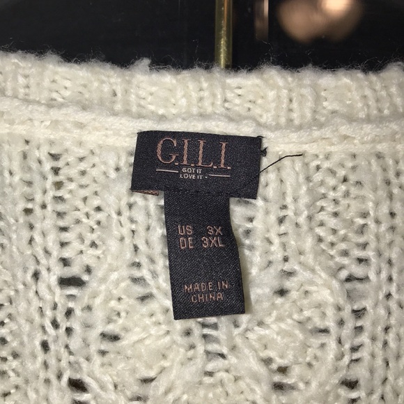 G.I.L.I Cable Knit Cold Shoulder Sweater With Bell Sleeves In Vanilla Cream - Picture 14 of 16